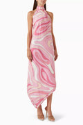 Pink Iride Print Midi Dress