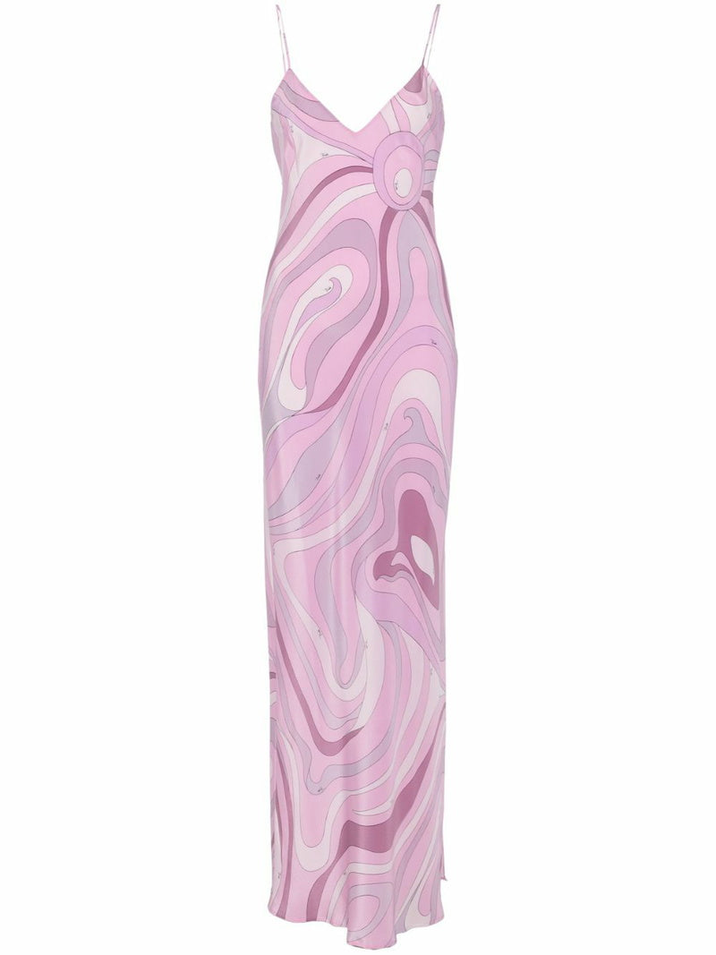 Pink Iride Print Long Dress