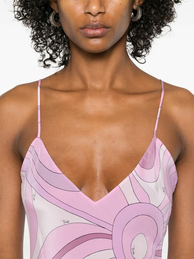 Pink Iride Print Long Dress