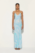 Blue Marmo Long Dress