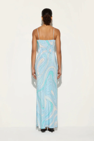 Blue Marmo Long Dress